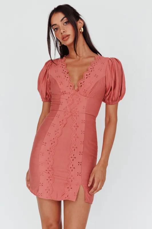 Aylina Scalloped Lace Mini Dress Rose sold by Selfie Leslie