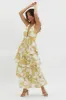 Catalina Tiered Ruffle Maxi Dress Print Yellow sold by Selfie Leslie