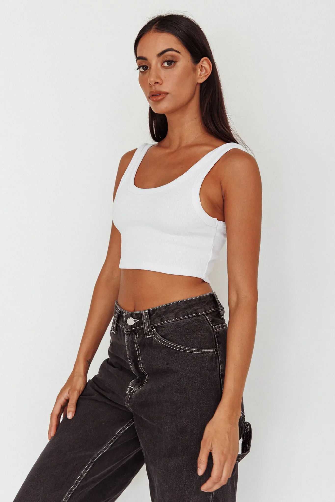 Drifting Ribbed Crop Top White sold by Selfie Leslie