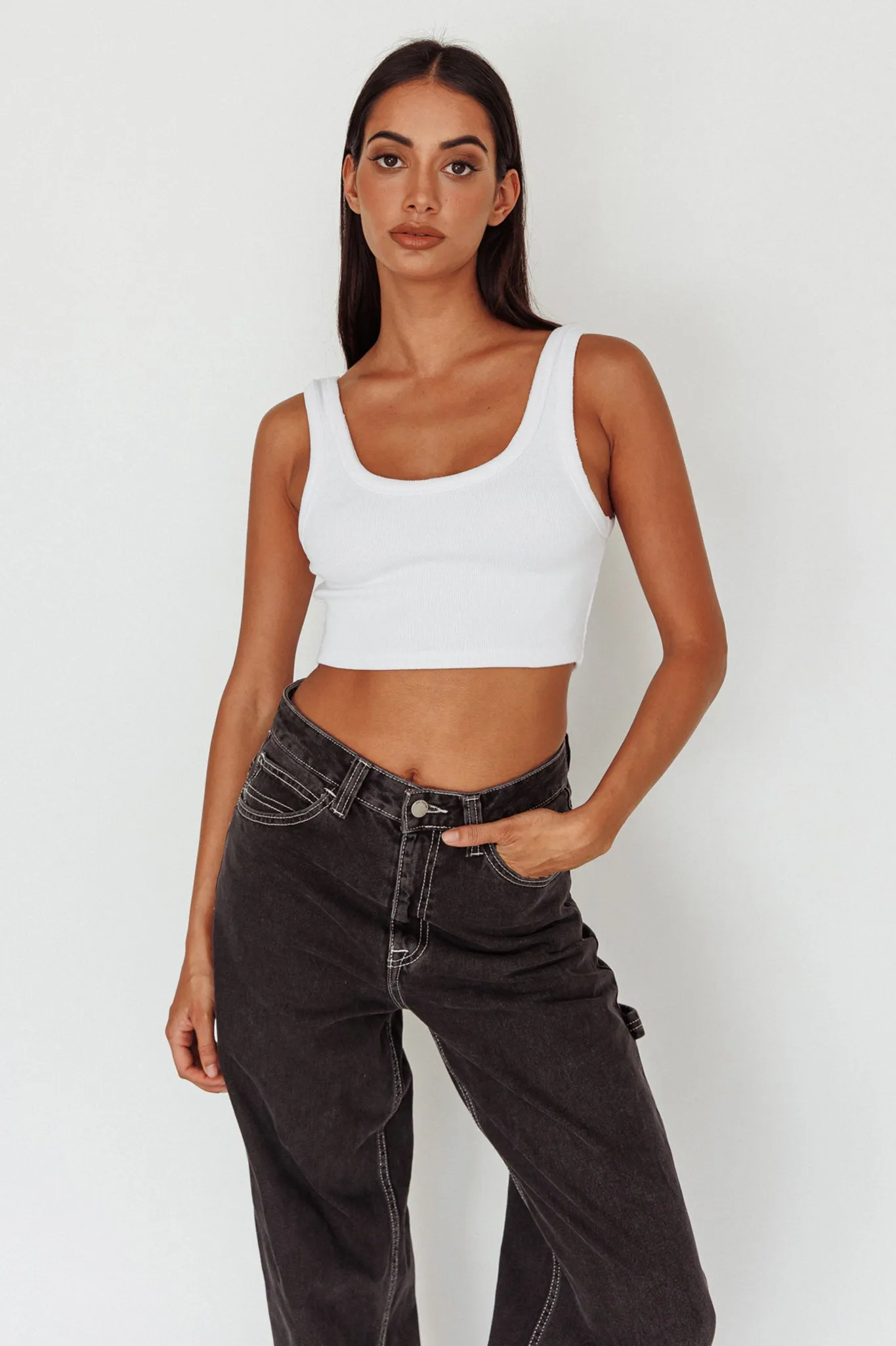Drifting Ribbed Crop Top White sold by Selfie Leslie product image thumbnail 3