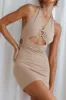 Just Like Magic Halterneck Cut-Out Mini Dress Taupe sold by Selfie Leslie