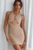 Just Like Magic Halterneck Cut-Out Mini Dress Taupe sold by Selfie Leslie