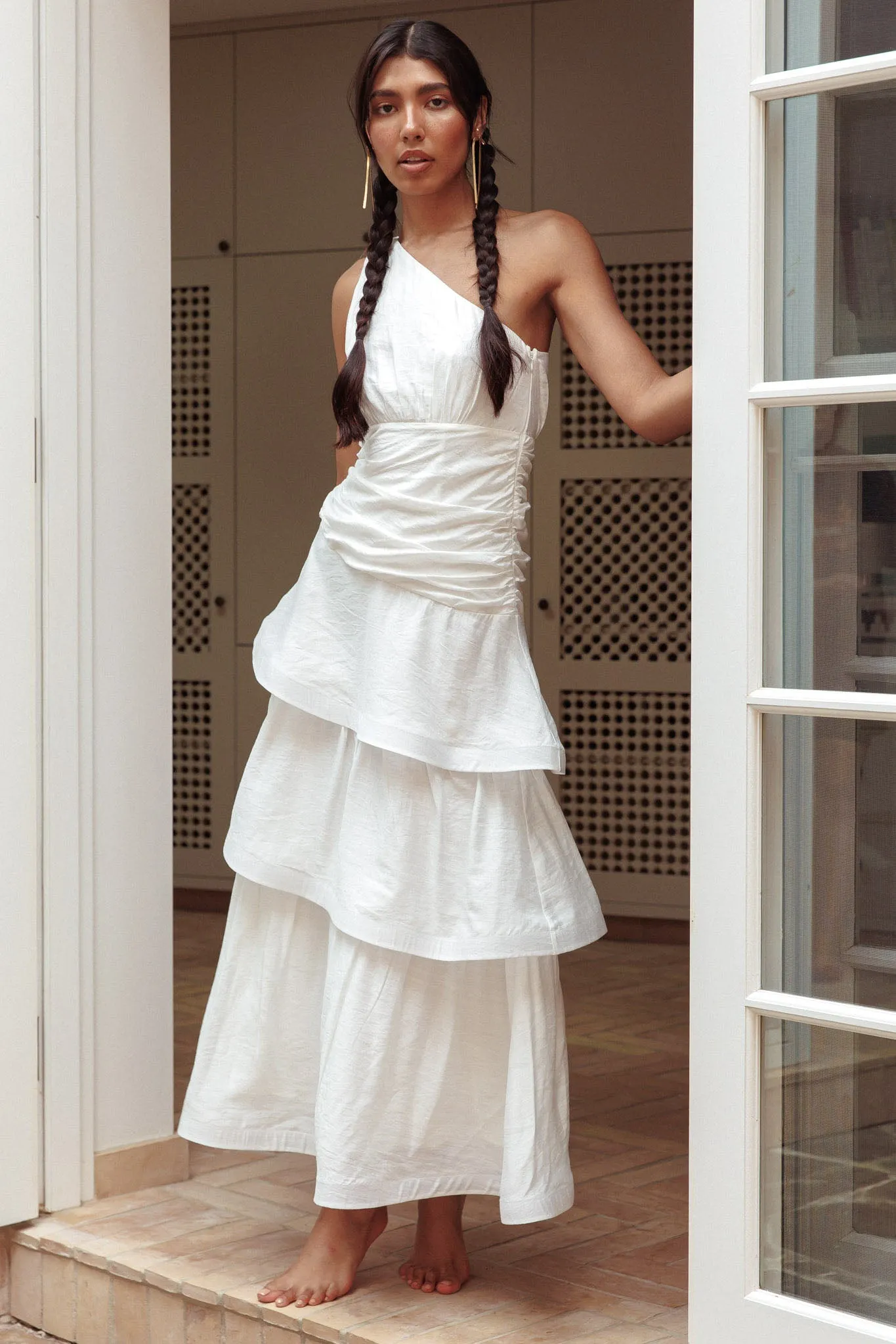 Kenny One Shoulder Tiered Maxi Dress White sold by Selfie Leslie product image thumbnail 3