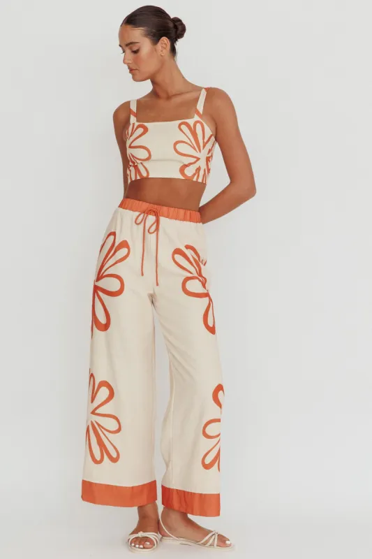Briar Floral Wide Leg Pants Rust Beige sold by Selfie Leslie