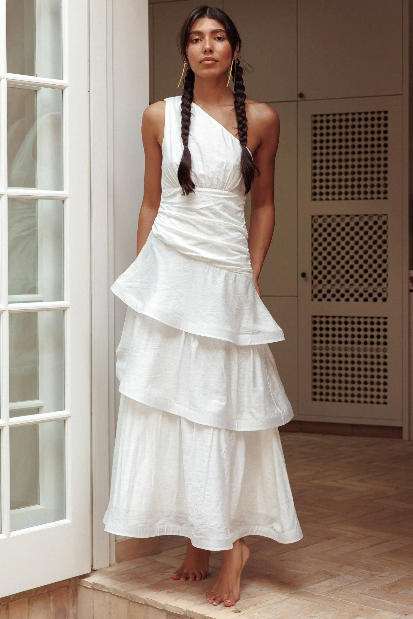 Kenny One Shoulder Tiered Maxi Dress White sold by Selfie Leslie product image thumbnail 5
