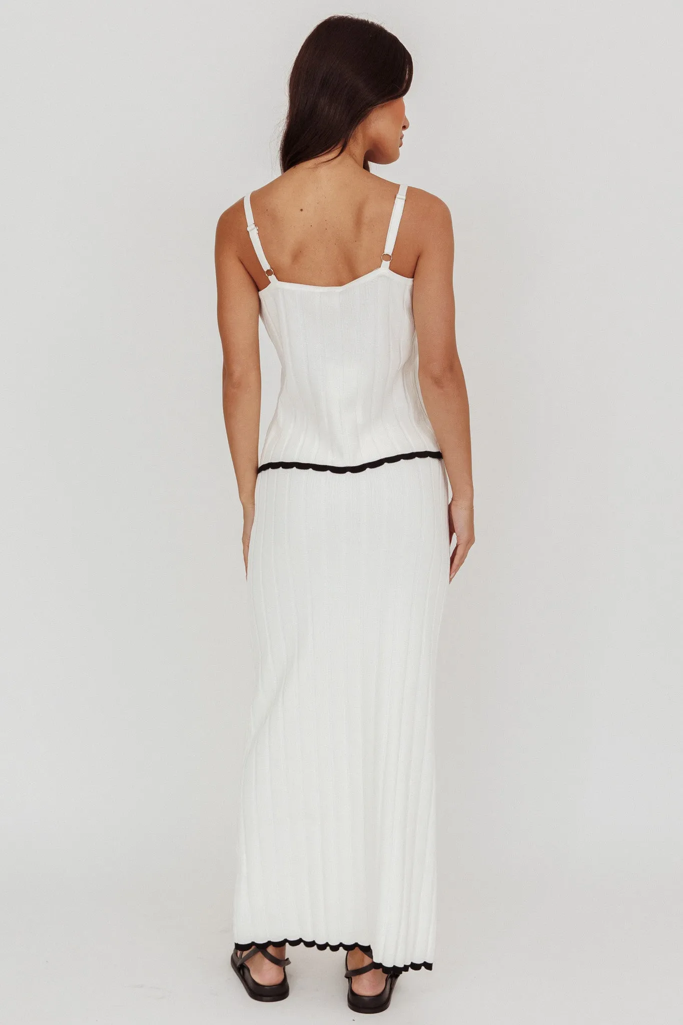 Liloh Contrast Trim Ribbed Maxi Skirt White sold by Selfie Leslie product image thumbnail 2