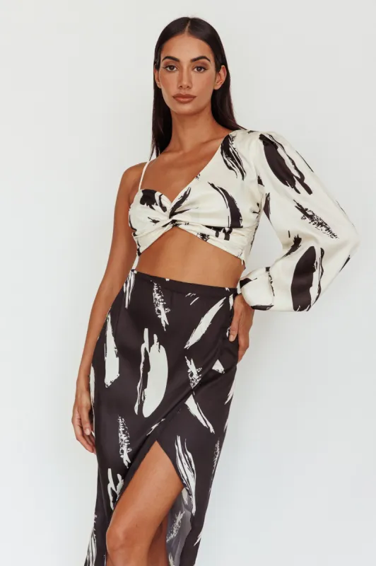Amina Twist Bust Crop Top Printed Off White sold by Selfie Leslie