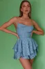 Mon Cherie Cowl Neckline Lace-Up Back Romper Square Pattern Sage sold by Selfie Leslie