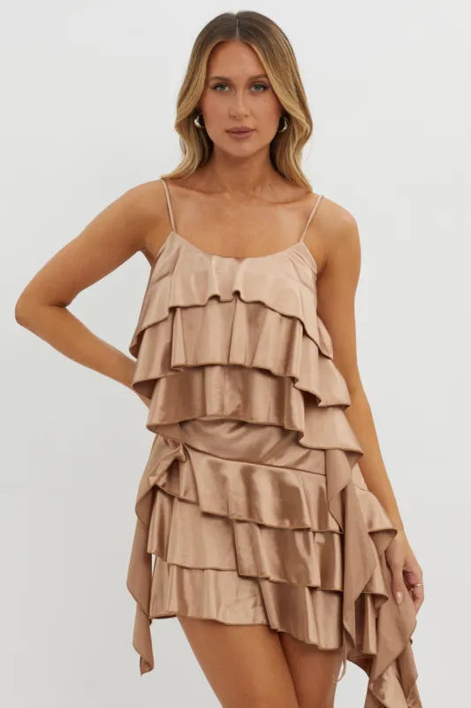 Class Act Layered Ruffle Cami Top Taupe sold by Selfie Leslie