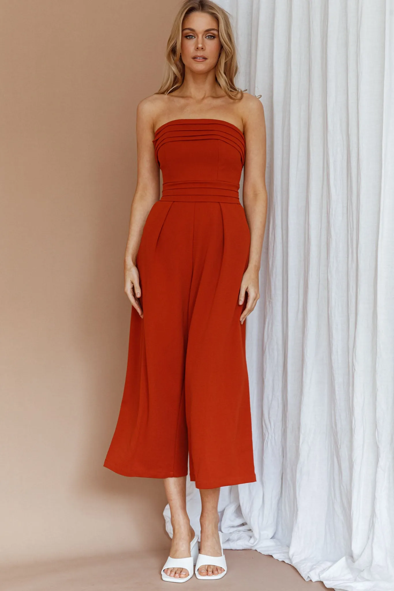 Chosen Strapless Wide Leg Jumpsuit Orange sold by Selfie Leslie product image thumbnail 5