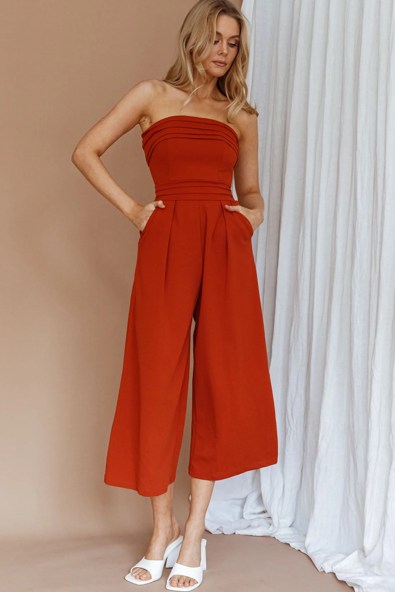 Chosen Strapless Wide Leg Jumpsuit Orange sold by Selfie Leslie product image thumbnail 2