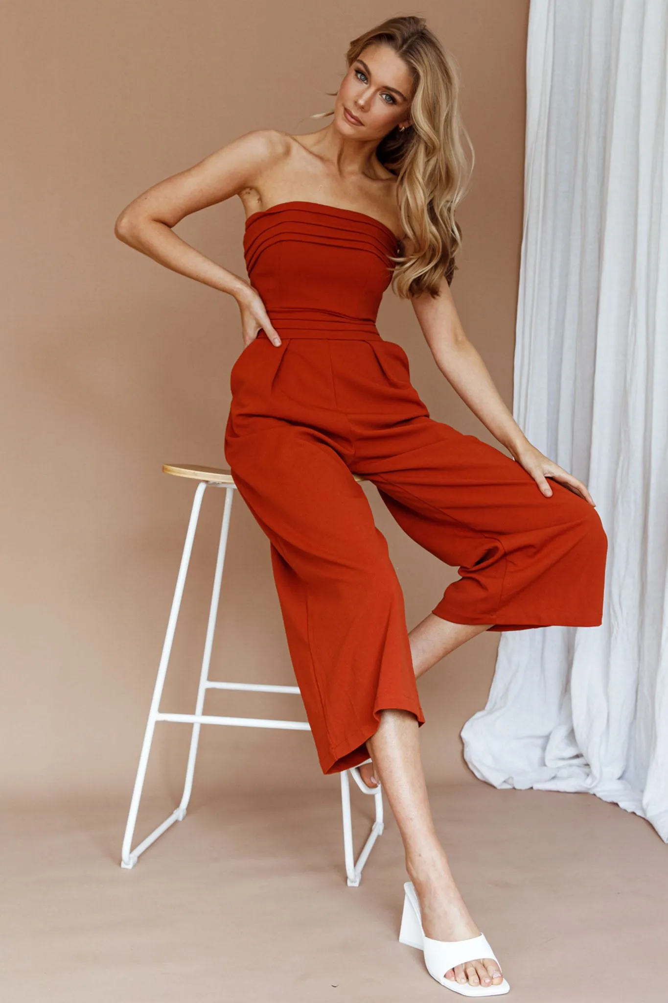 Chosen Strapless Wide Leg Jumpsuit Orange sold by Selfie Leslie