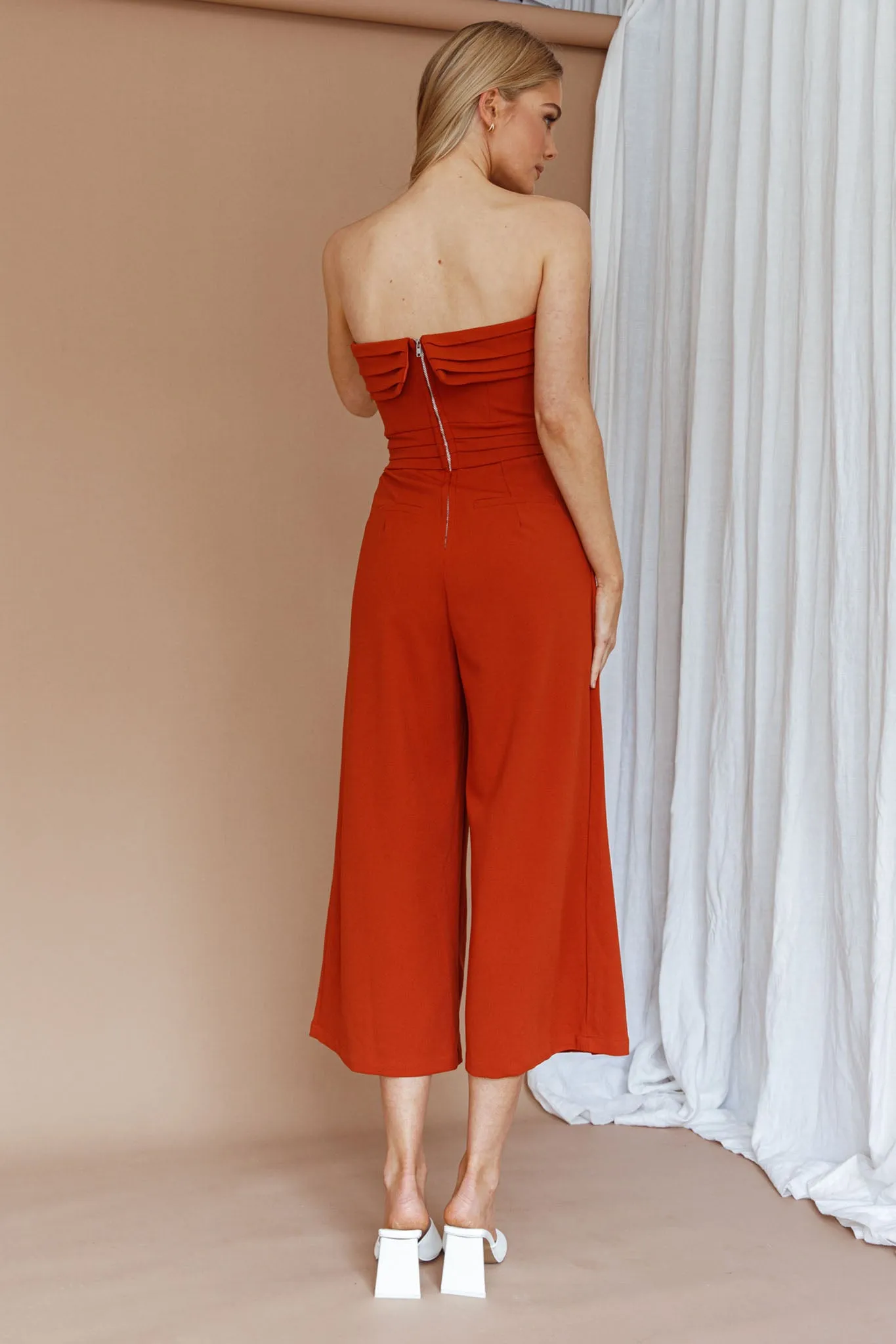 Chosen Strapless Wide Leg Jumpsuit Orange sold by Selfie Leslie product image thumbnail 3