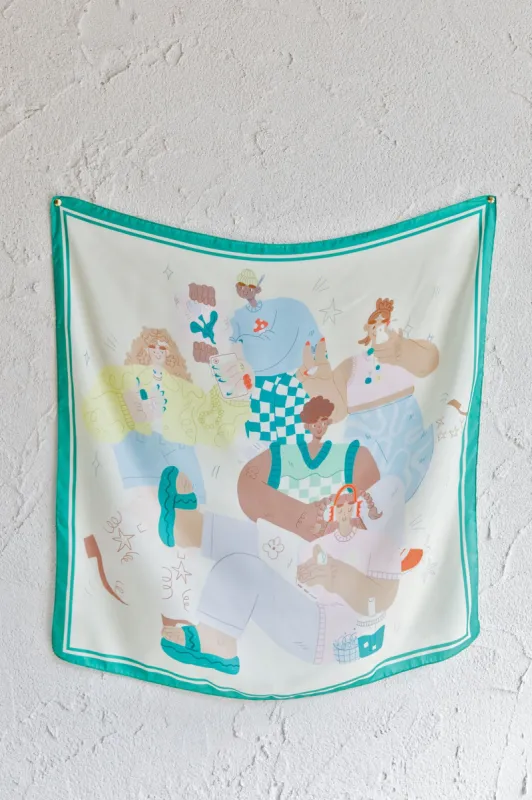 La Residencia Printed Square Scarf Green sold by Selfie Leslie