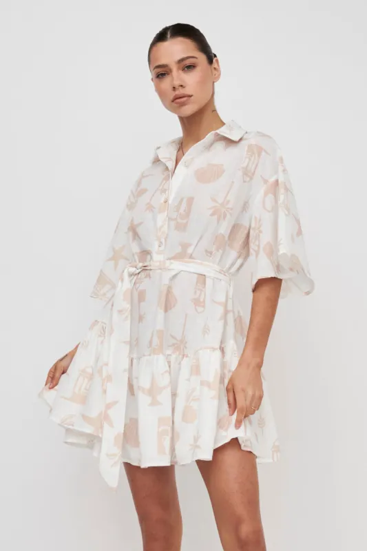 Day Trip Waist Tie Collared Dress Beige sold by Selfie Leslie