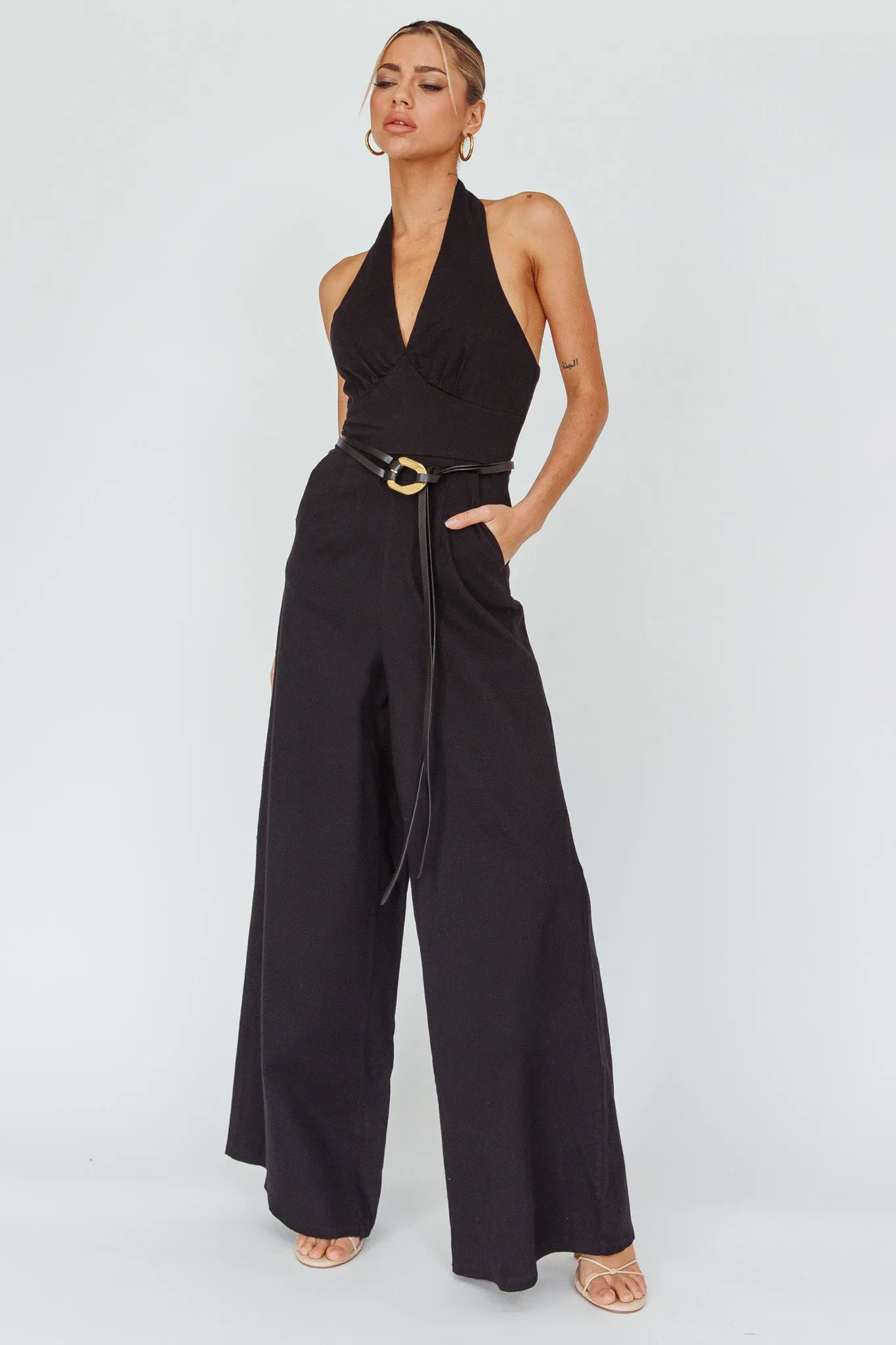 Hilaria Halterneck Jumpsuit Black sold by Selfie Leslie
