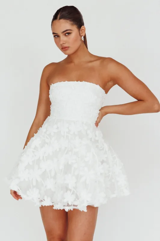 Dori Floral Embellished Mini Dress White sold by Selfie Leslie
