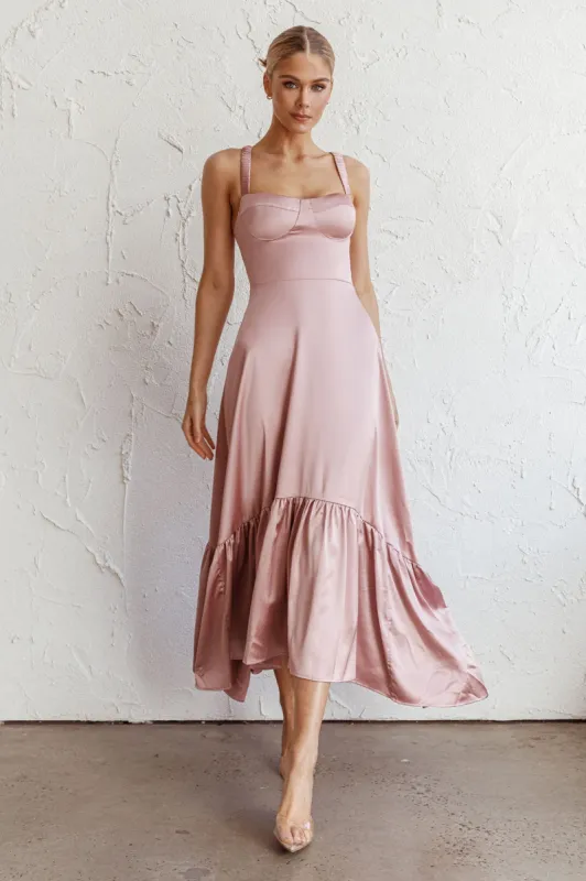 Belle De Jour Flounce Hem Midi Dress Blush sold by Selfie Leslie