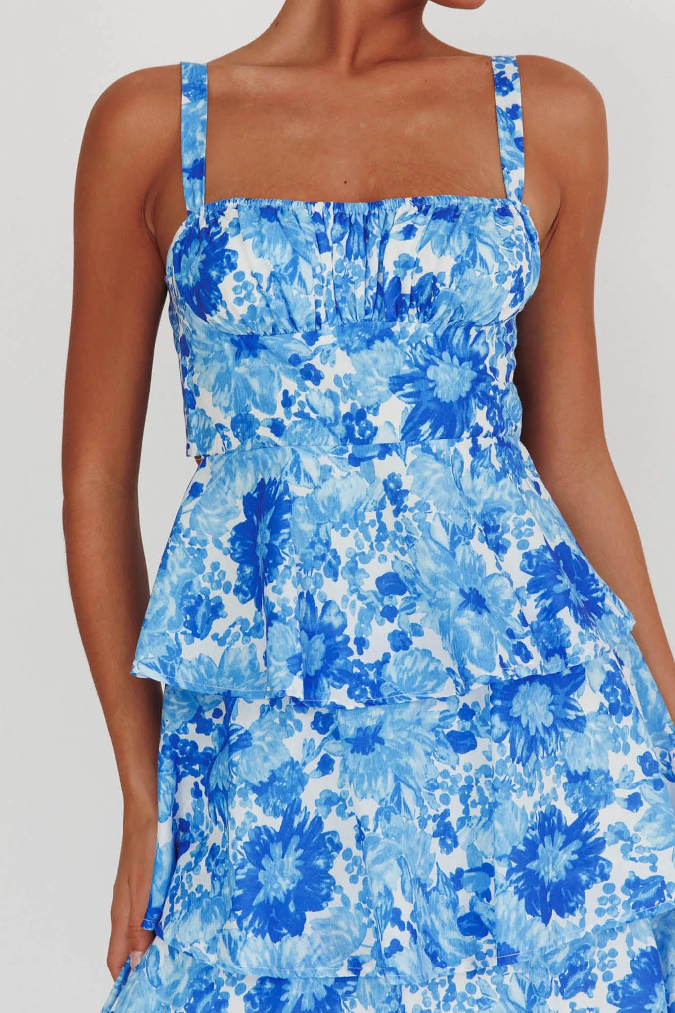 Provence Bloom Tiered Floral Maxi Dress Blue sold by Selfie Leslie product image thumbnail 4