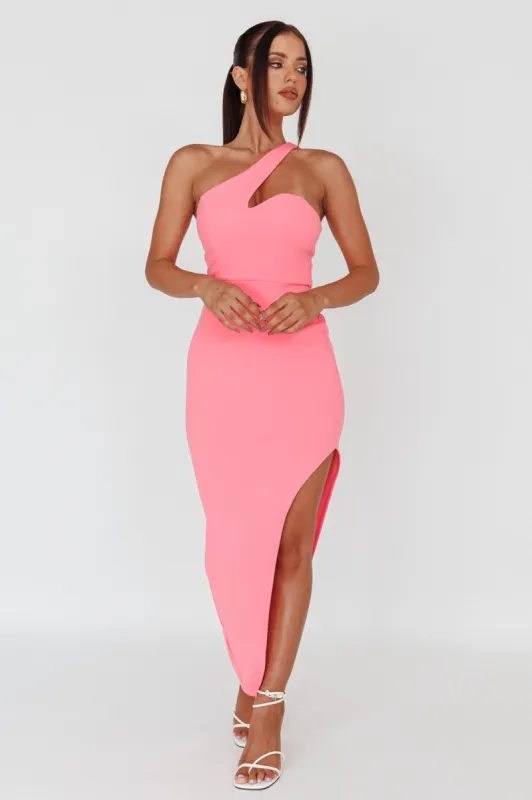 Shooting Stars One-Shoulder Midi Dress Pink sold by Selfie Leslie