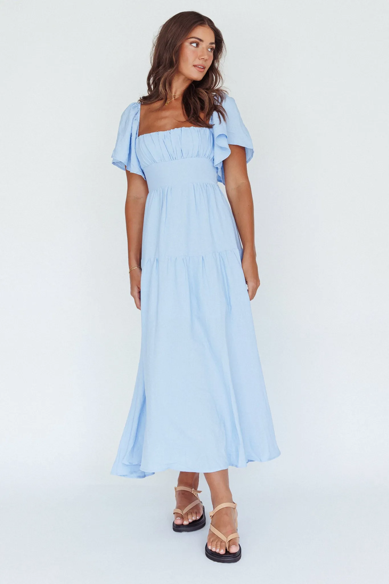 Lula Gathered Bust Midi Dress Blue sold by Selfie Leslie product image thumbnail 5