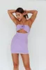 Ca Va Ruched Rose Accent Mini Dress Lavender sold by Selfie Leslie