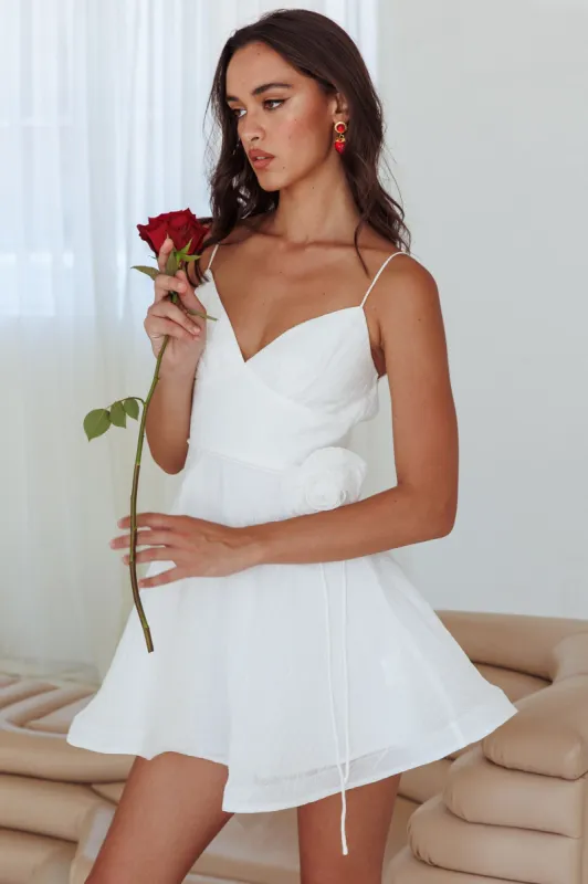 Kalinda Rose Accent Mini Dress Crepe White sold by Selfie Leslie