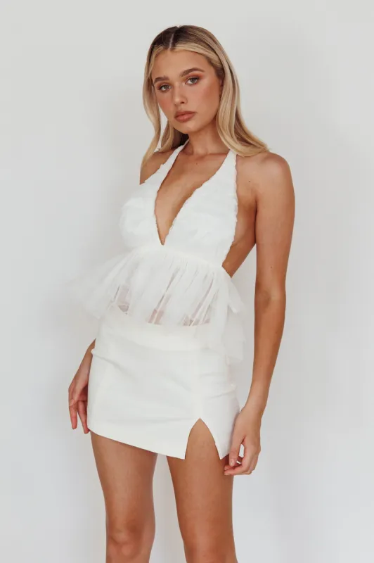Icon Halterneck Mesh Top White sold by Selfie Leslie