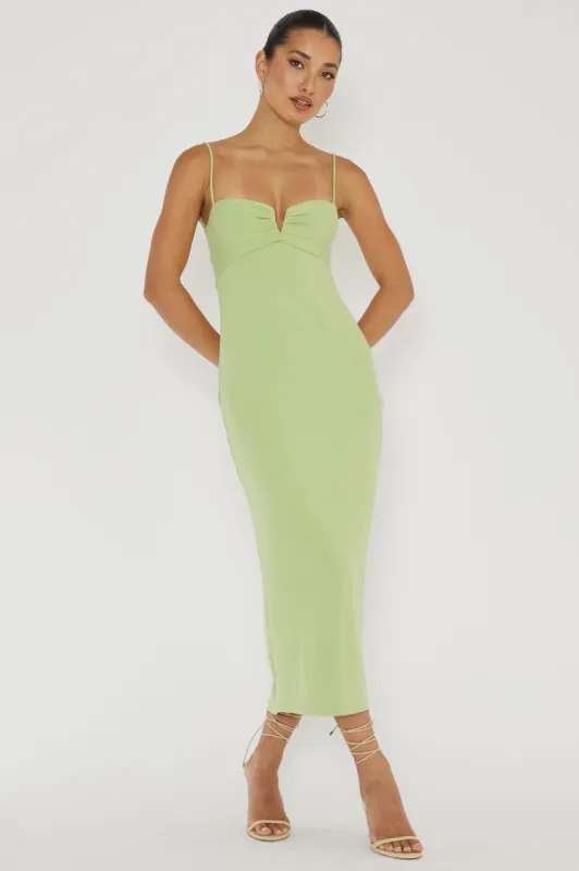 Namrata Twist Back Ribbed Midi Dress Matcha sold by Selfie Leslie