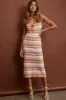 Devin String-Tie Knit Midi Dress Pink Stripe sold by Selfie Leslie