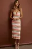 Devin String-Tie Knit Midi Dress Pink Stripe sold by Selfie Leslie