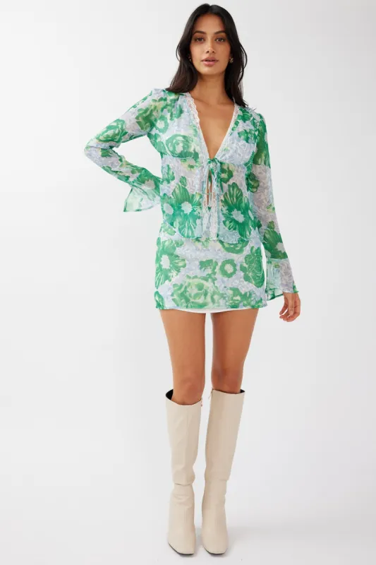 Sincerity Mini Skirt Floral Print Green sold by Selfie Leslie