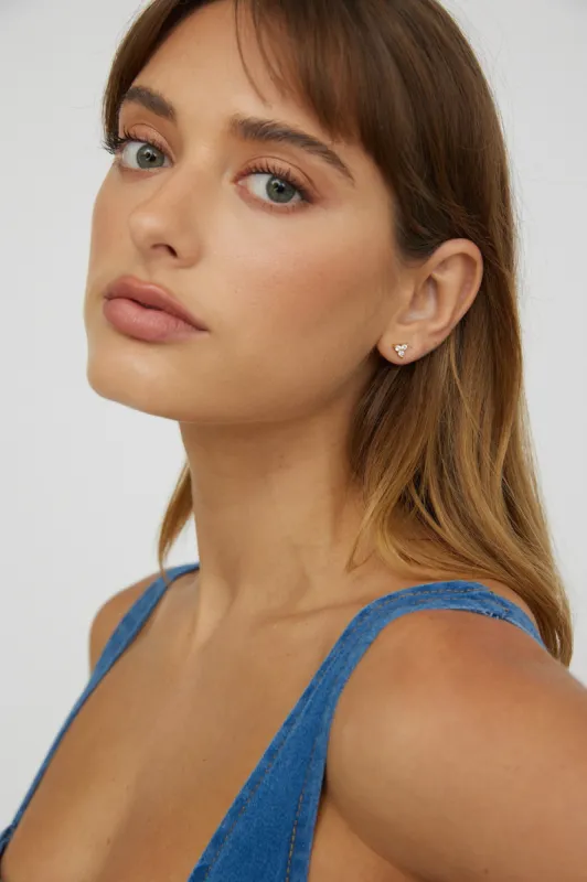 Trinity Zircon Stud Earrings Gold sold by Selfie Leslie