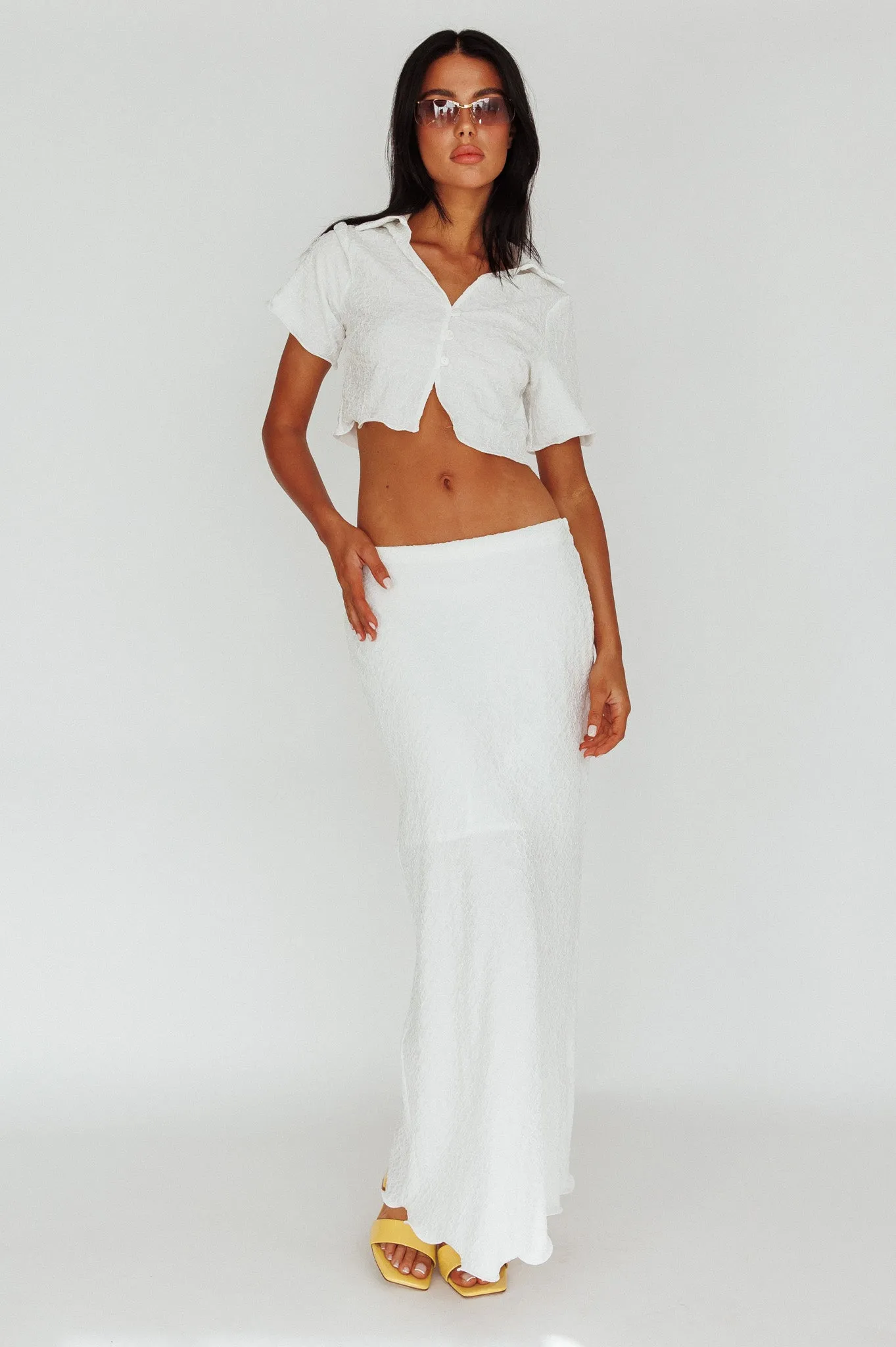 Roman Midi Skirt Textured White sold by Selfie Leslie product image thumbnail 5