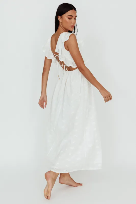 Primrosia Tied Back Maxi Dress Eyelet White sold by Selfie Leslie