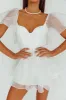 Aphrodite Angel Sleeve Layered Romper White sold by Selfie Leslie