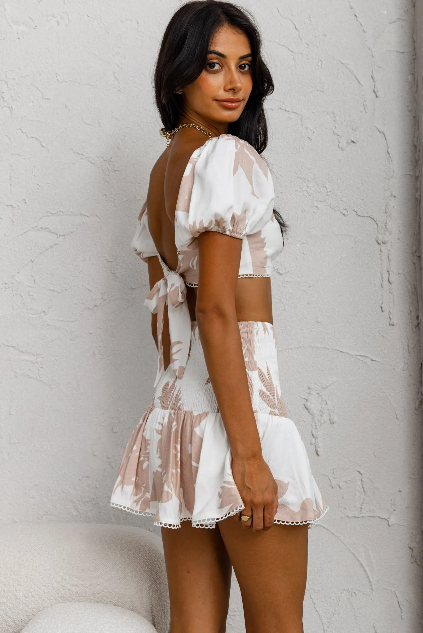 Escape With Me Shirred Mini Skirt Printed Blush sold by Selfie Leslie product image thumbnail 2