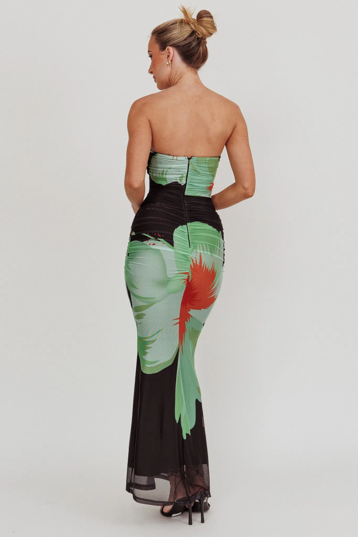 Oliana Sheer Waist Floral Maxi Dress Black sold by Selfie Leslie product image thumbnail 2