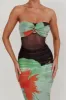 Oliana Sheer Waist Floral Maxi Dress Black sold by Selfie Leslie