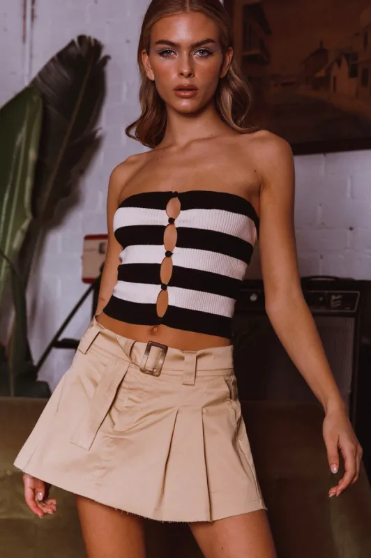 Coming Through Knit Tube Top Stripe Black sold by Selfie Leslie