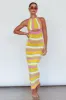 French Riviera Halterneck Knit Maxi Dress Green/Purple sold by Selfie Leslie