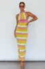 French Riviera Halterneck Knit Maxi Dress Green/Purple sold by Selfie Leslie