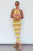 French Riviera Halterneck Knit Maxi Dress Green/Purple sold by Selfie Leslie