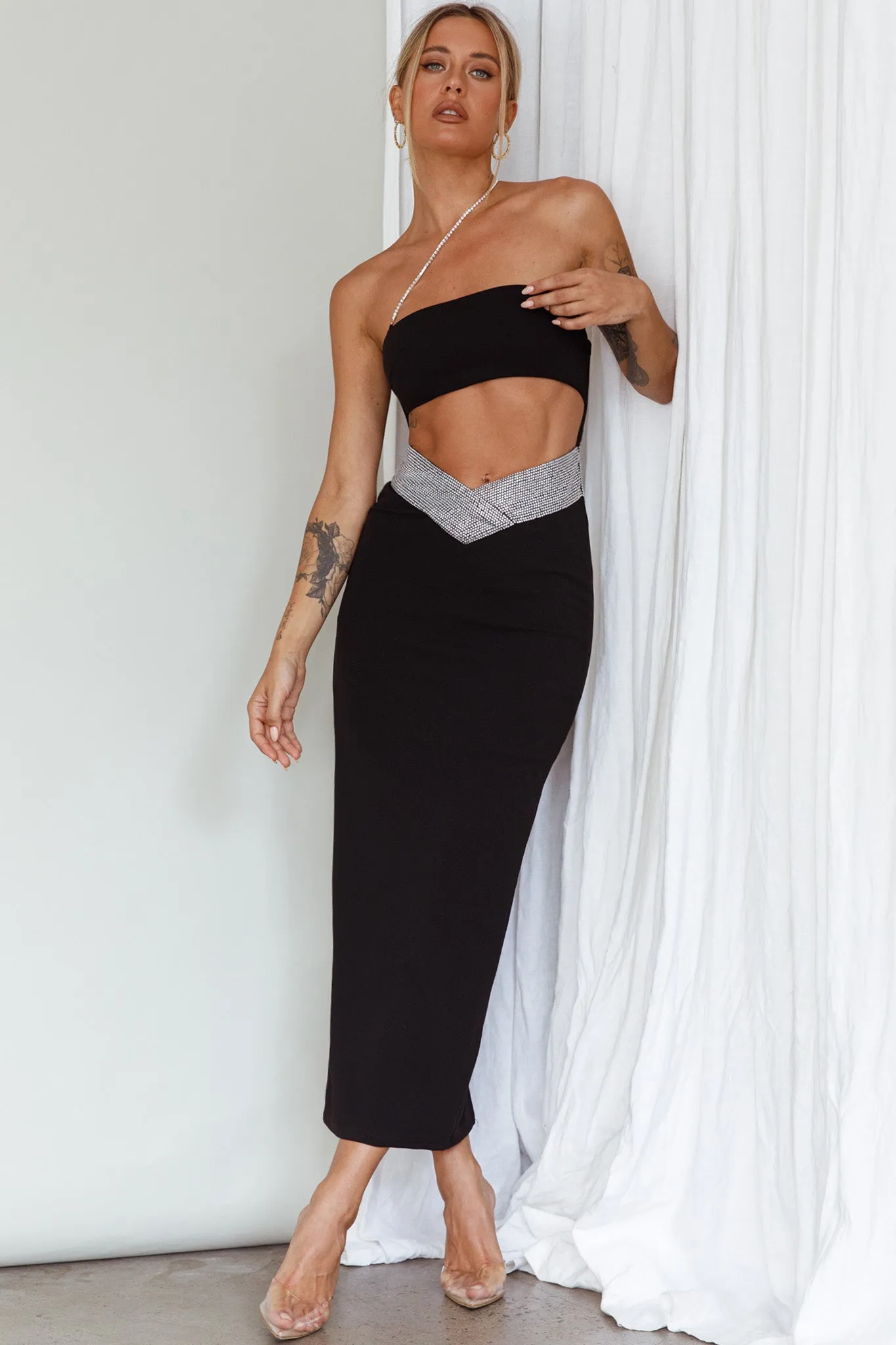 Megyn Diamante Midi Dress Black sold by Selfie Leslie product image thumbnail 2