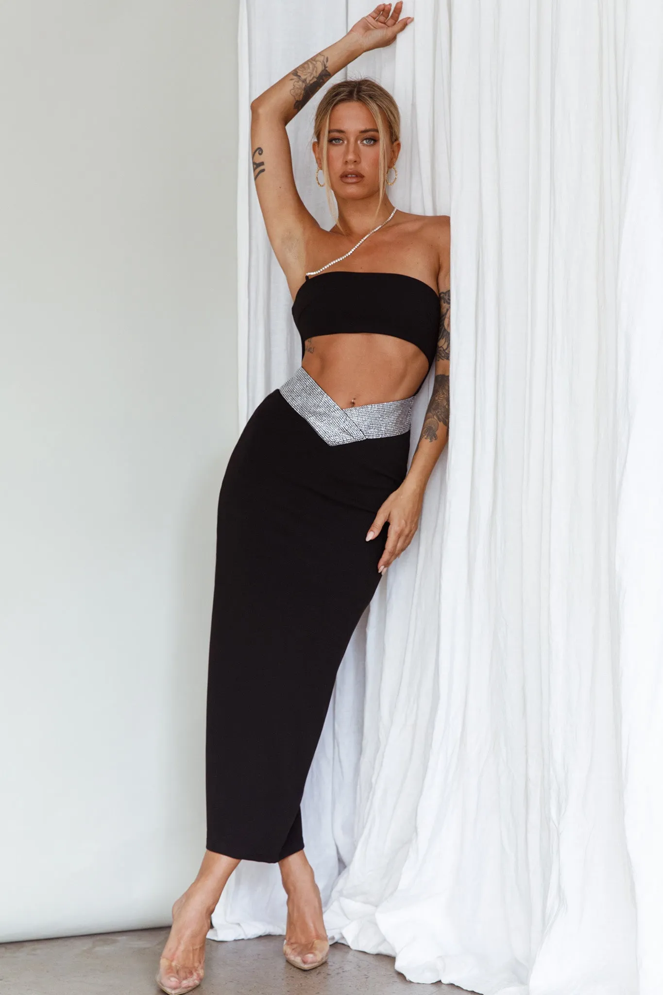 Megyn Diamante Midi Dress Black sold by Selfie Leslie product image thumbnail 4