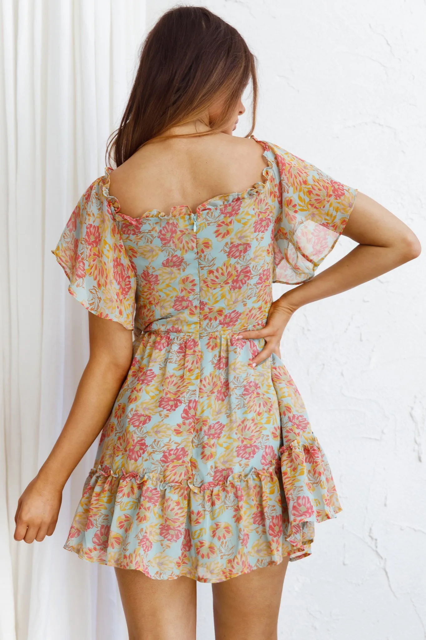 Daphne Shirred Bust Mini Dress Floral Mint sold by Selfie Leslie product image thumbnail 4