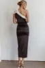 Sweetest Thing One-Shoulder Bow Maxi Dress Black sold by Selfie Leslie
