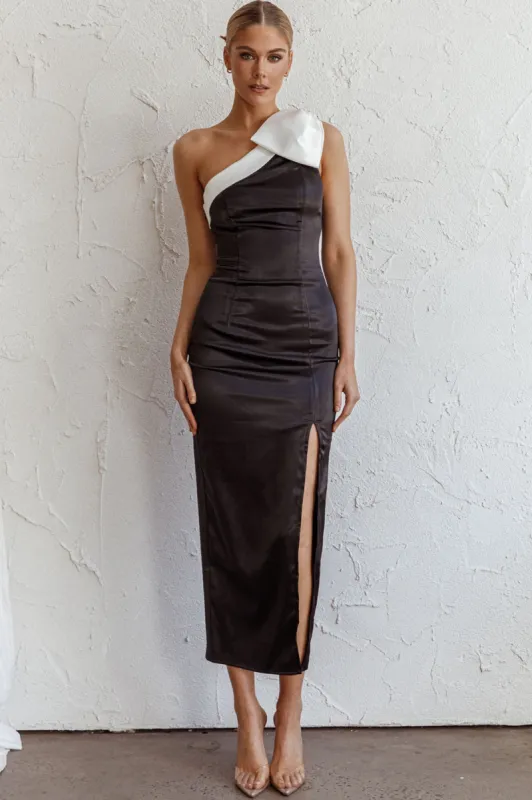 Sweetest Thing One-Shoulder Bow Maxi Dress Black sold by Selfie Leslie