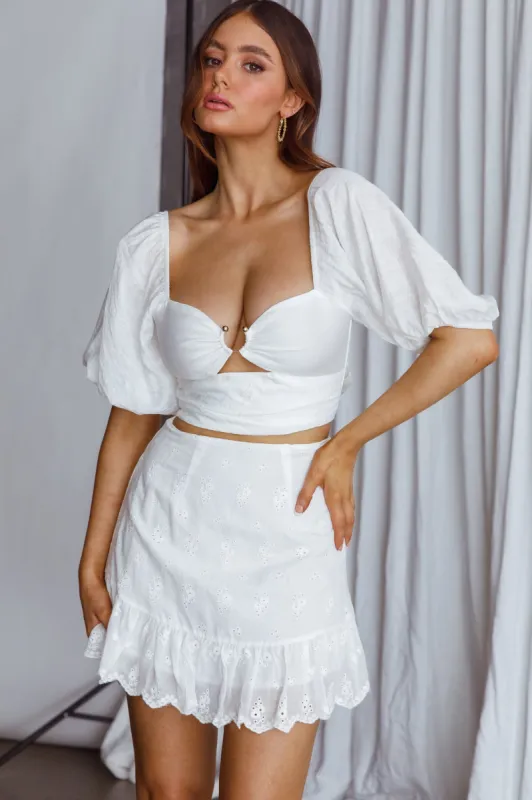 Izi White Knit High Neck Top | Parallel