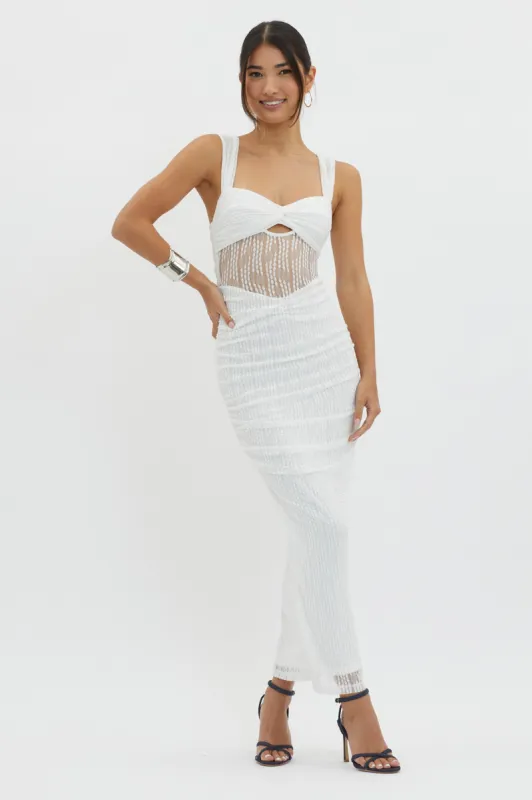 Oliana Embroidered Mesh Midi Dress White sold by Selfie Leslie